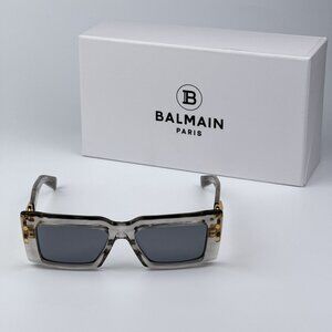 Balmain IMPERIAL BPS-145C-53 Women BRAND NEW Sunglasses Grey Crystal Rectangle